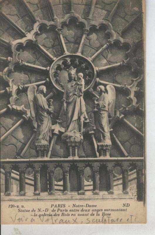 Postal 010840: Estatua de Ntra Sra de Paris en Notre Dame, Paris