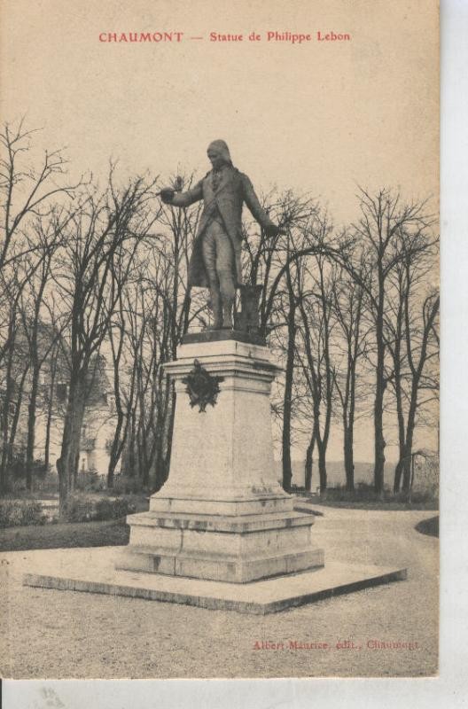 Postal 010842: Statue de Philippe Lebon en Chaumont