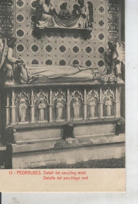 Postal 011025: Detalle del sarcofago real del monasterio de Pedralbes en Barcelona