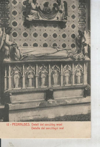 Postal 011025: Detalle del sarcofago real del monasterio de Pedralbes en Barcelona