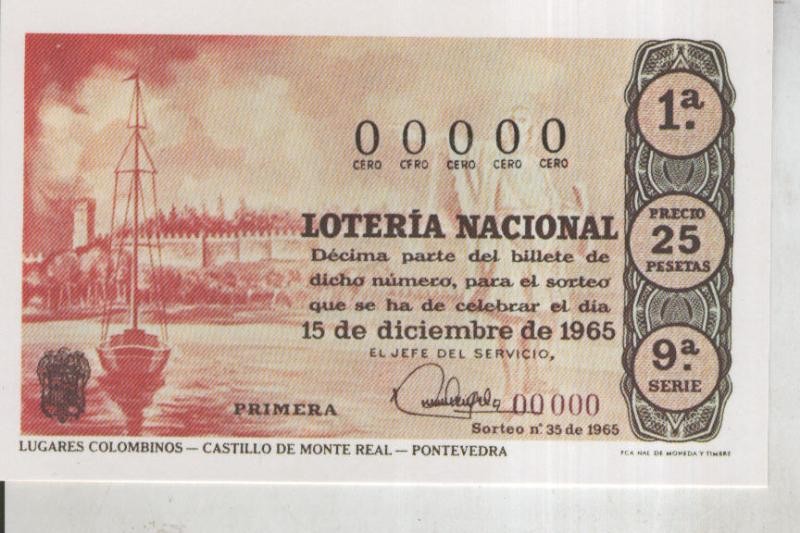 Postal 011075: Loteria Nacional: serie Hispanidad: Castillo Monte Real en Pontevedra