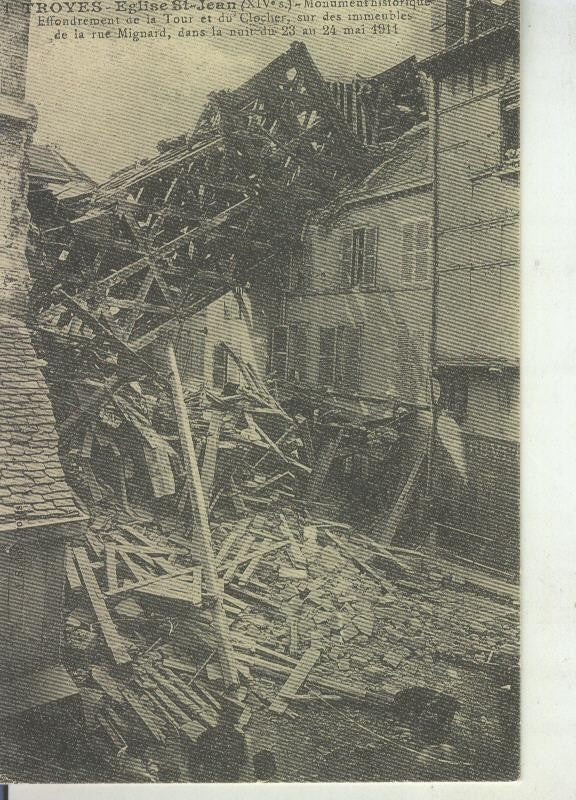 Postal 011095: Troyes, l´eglise effondree