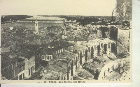 Postal 011147: Arles, les arenes et le rhone