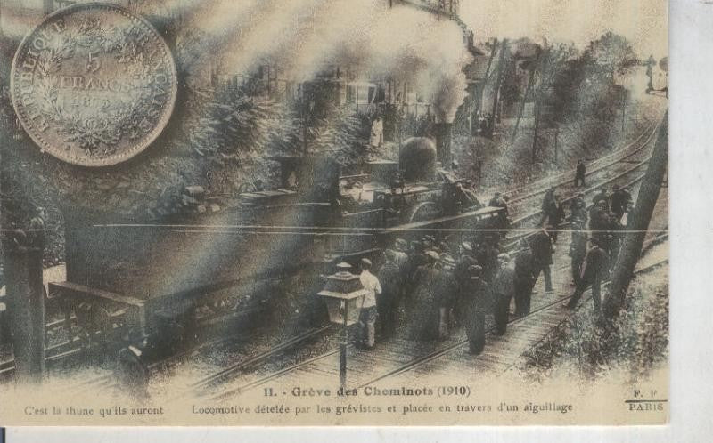 Postal 011149: Greve des cheminots, 1910