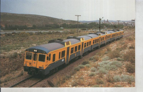 Postal 011222: Automotores diesel serie 592-001/140 en Muel , Zaragoza en 1991
