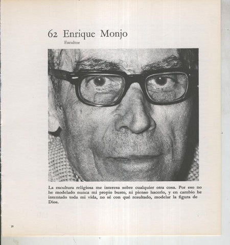Ficha 062: Enrique Monjo: Escultor