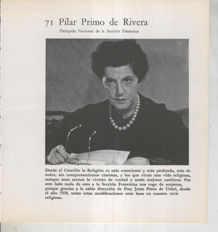 Ficha 071: Pilar Primo de Rivera: Delegada Nacional de la seccion femenina