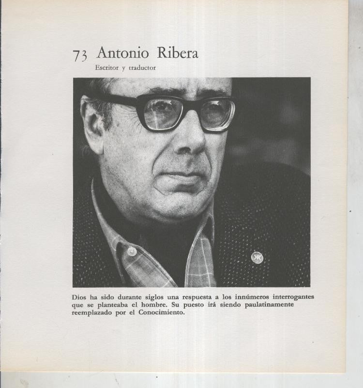 Ficha 073: Antonio Ribera: Escritor y traductor