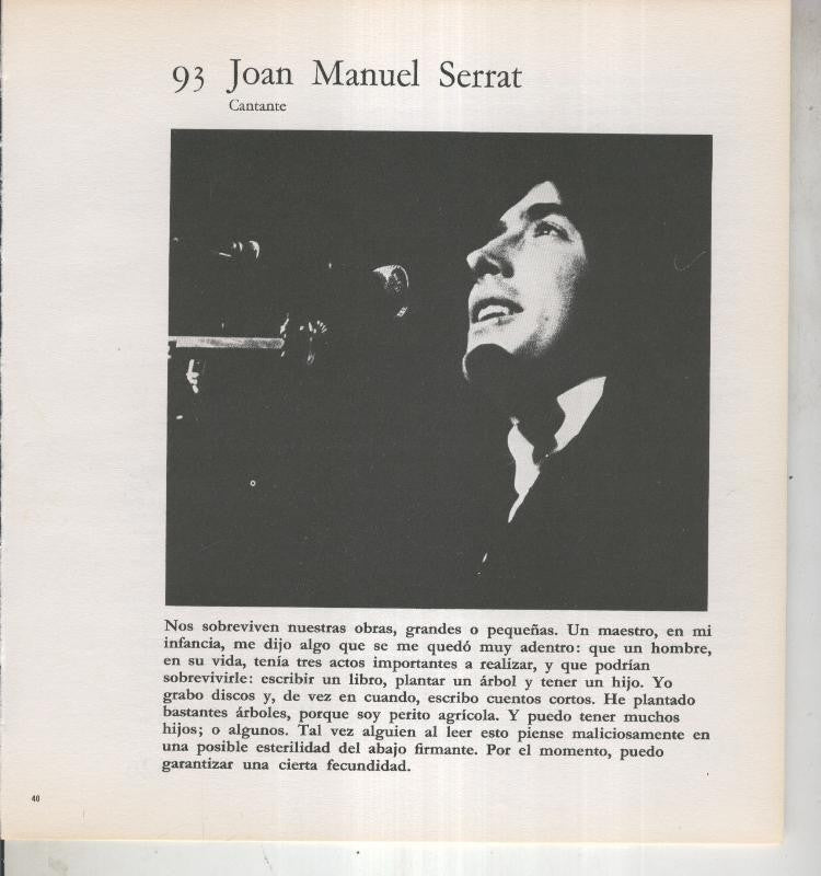 Ficha 093: Joan Manuel Serrrat: Cantante