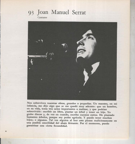 Ficha 093: Joan Manuel Serrrat: Cantante