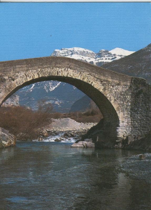 Postal 006921: Puente de la Glera sobre el rio Ara en Torla, Huesca