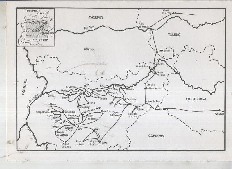Viaje por Extremadura: Plano ruta Talavera de la Reina a Puertollano  