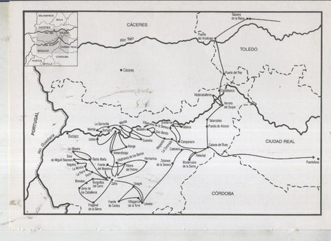 Viaje por Extremadura: Plano ruta Talavera de la Reina a Puertollano  