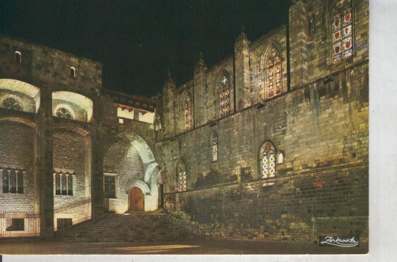 Postal 011356: Vista nocturna de la Plaza del Rey de Barcelona