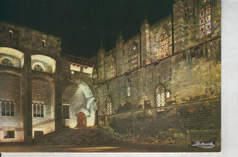 Postal 011356: Vista nocturna de la Plaza del Rey de Barcelona