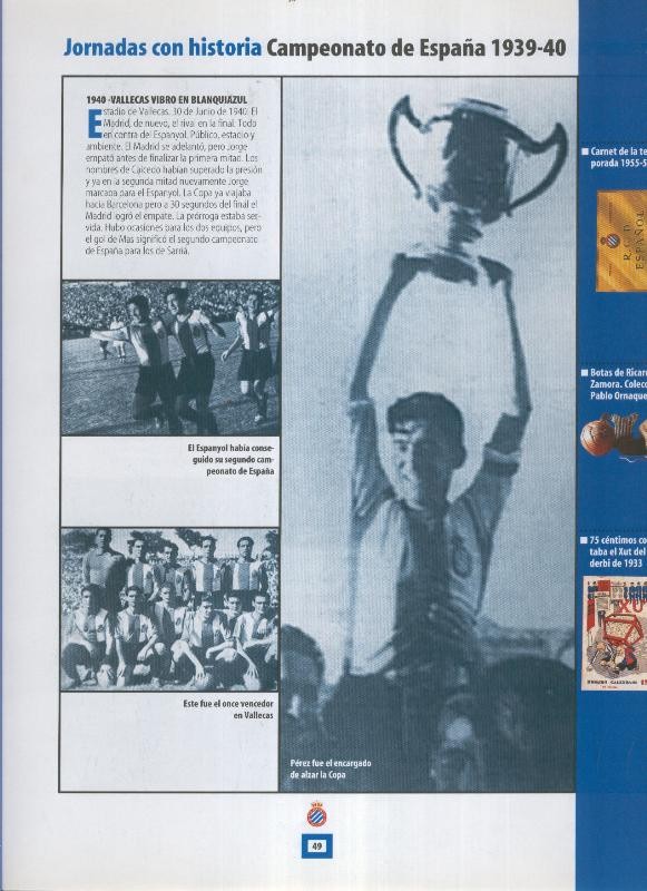 Espanyol Lamina 23: Campeonato de España 1939/40 en Vallecas