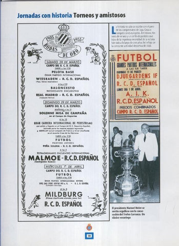 Espanyol Lamina 30: Cartel bodas de oro en 1953 y Manuel Meler con el Carranza