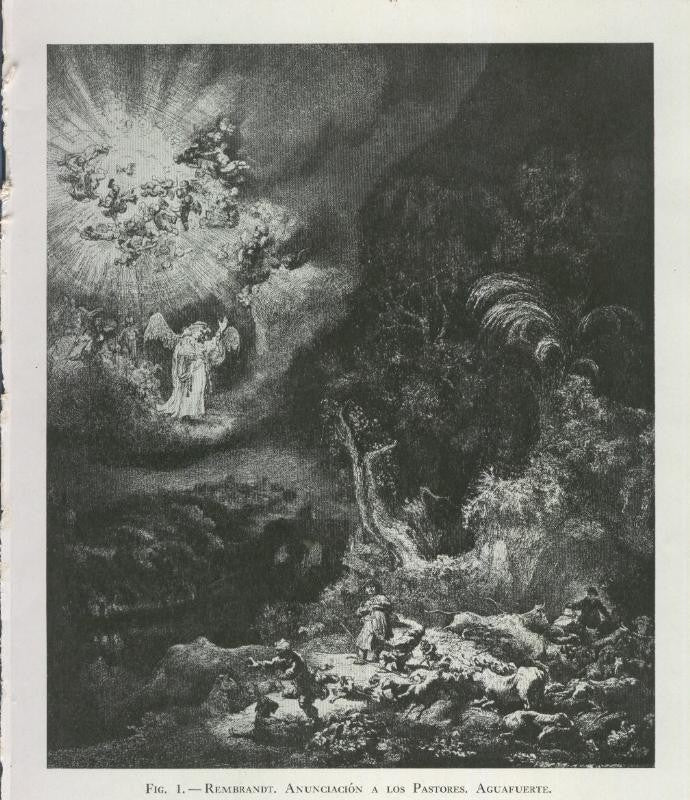 Jesus en el arte: Lamina 01: Rembrandt: anunciacion a los pastores