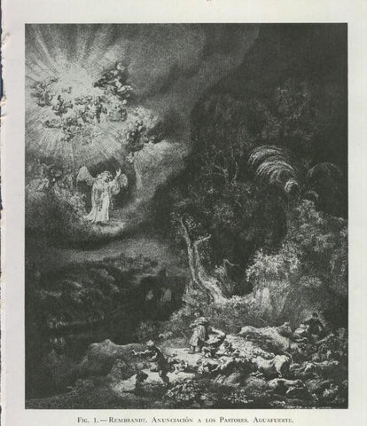 Jesus en el arte: Lamina 01: Rembrandt: anunciacion a los pastores