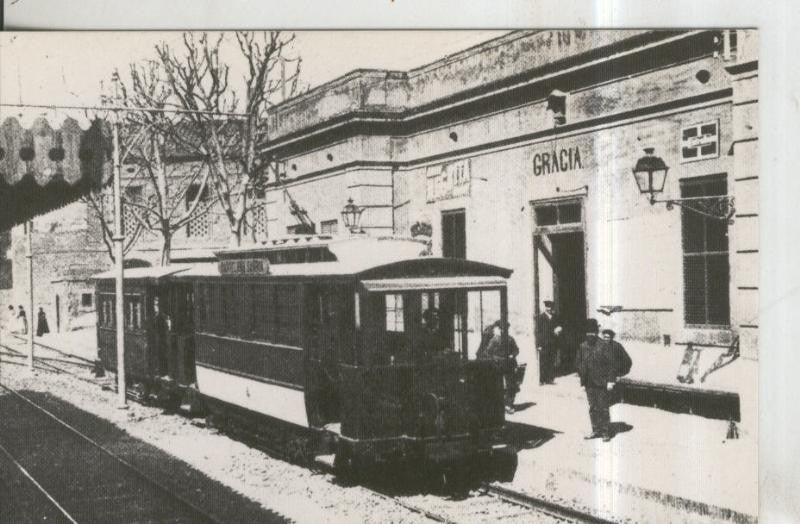Postal 011401: Antigua red F.C.S.B en la estacion de Gracia de Barcelona en 1907