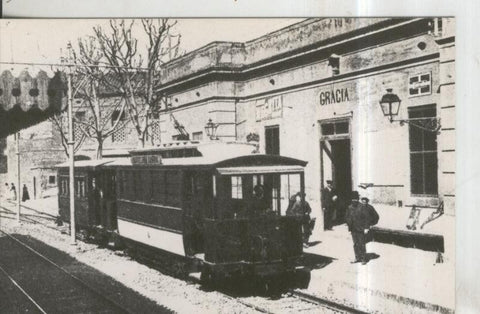 Postal 011401: Antigua red F.C.S.B en la estacion de Gracia de Barcelona en 1907