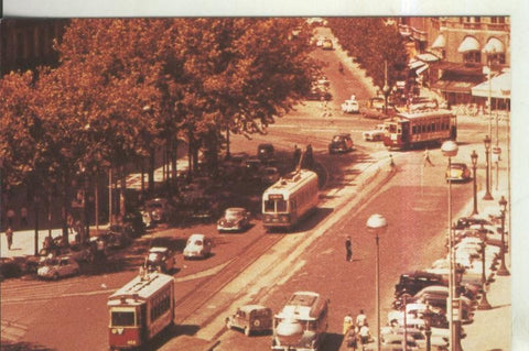 Postal 011415: Tranvias de Barcelona en la plaza de cataluña en 1961
