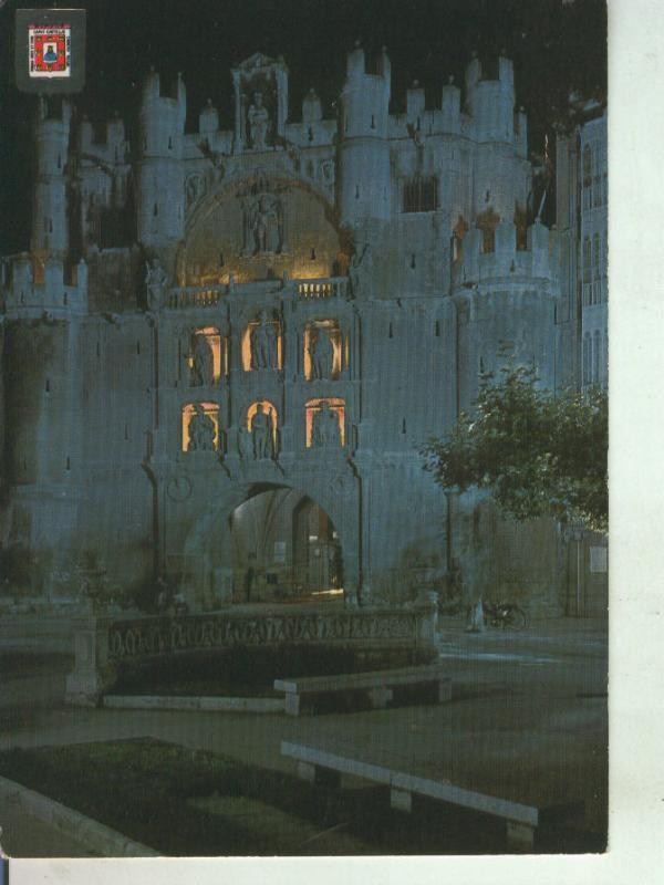 Postal 011471: Vista noctura del arco de santa maria en Burgos