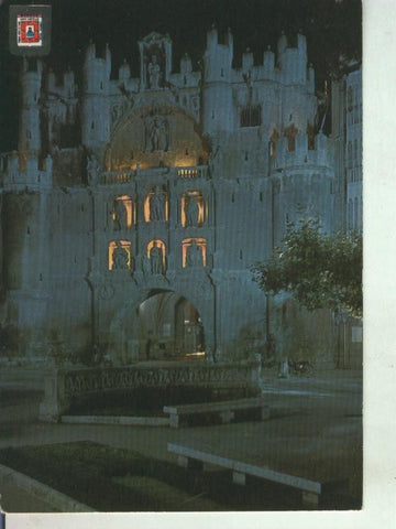 Postal 011471: Vista noctura del arco de santa maria en Burgos