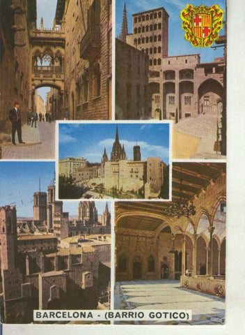 Postal 011586: Vistas varias del Barrio Gotico de Barcelona
