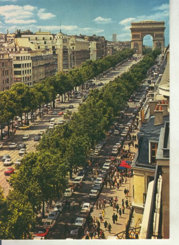 Postal 011640: Campos Eliseos y arco de triunfo de Paris