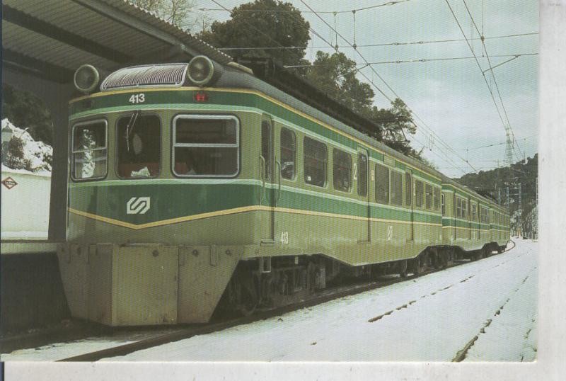 Postal 011874: Unidad electrica numero 413 con quitanieves en las Planas, barcelona en 1986