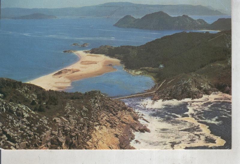 Postal 011938: Vista aera de las Islas Cies en Vigo