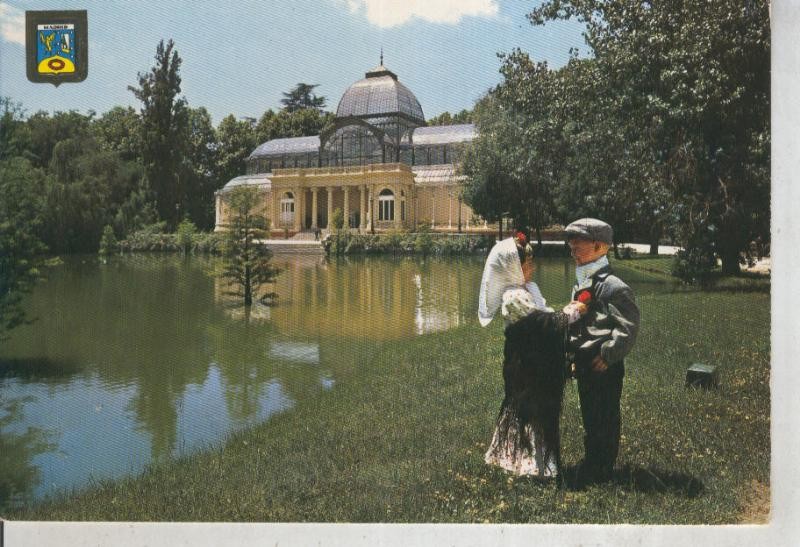 Postal 011998: Palacio de Cristal y chulapones de Madrid