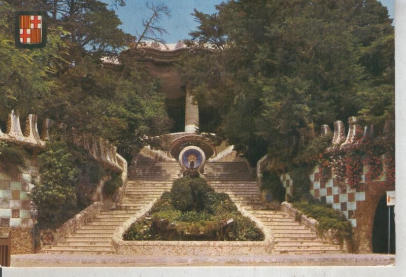 Postal 012001: Entrada al parque Guell en Barcelona