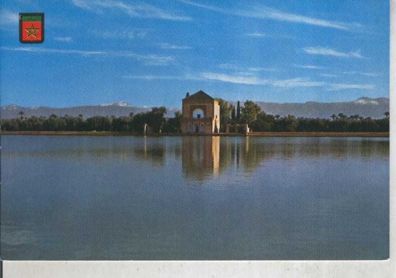 Postal 012073: Estanque y pabellon de la Menara en Marrakech, Marruecos