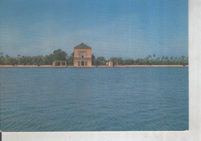 Postal 012074: Estanque y pabellon de la Menara en Marrakech, Marruecos