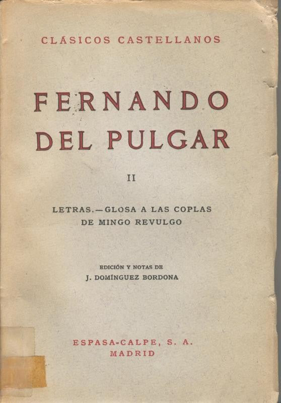 Letras-glosa a las coplas de Mingo Revulgo Tomo II