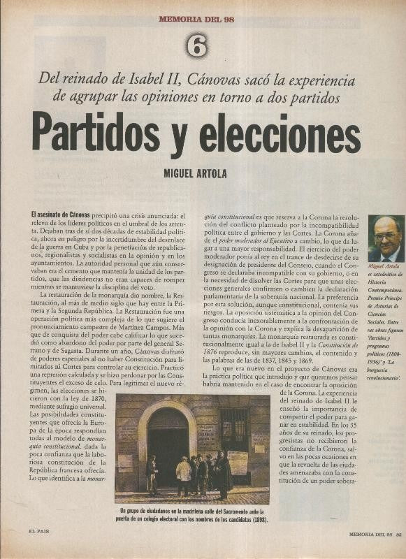 Memoria del 98 fasciculo 06: partidos y elecciones por Miguel Artola