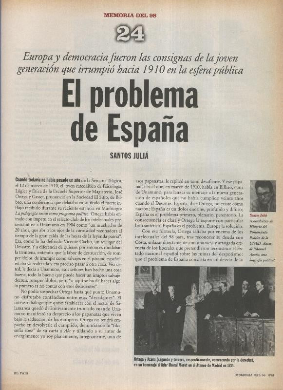Memoria del 98 fasciculo 24: El problema de España por Santos Julia