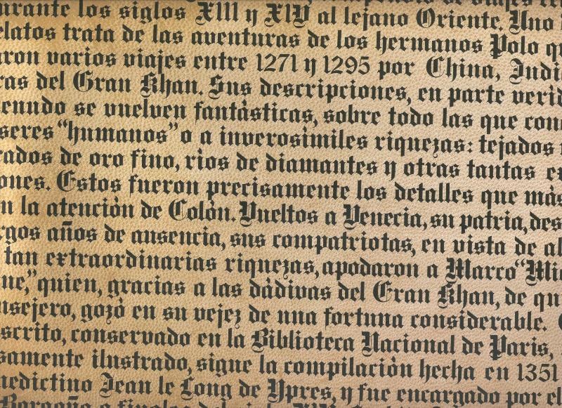 El Libro de las maravillas de Marco Polo, lamina con texto alegorico