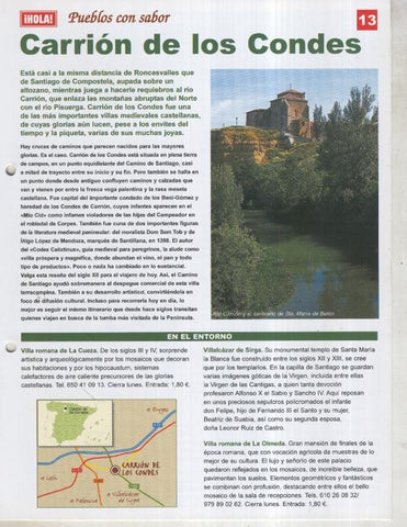 Guia HOLA de pueblos con sabor, ficha 13: Carrion de los Condes