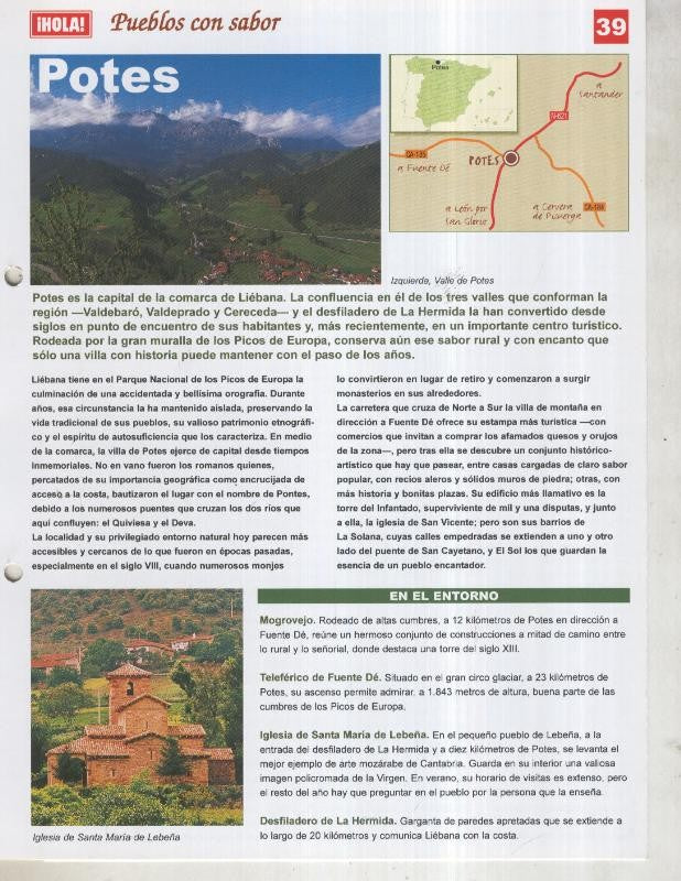 Guia HOLA de pueblos con sabor, ficha 39: Potes
