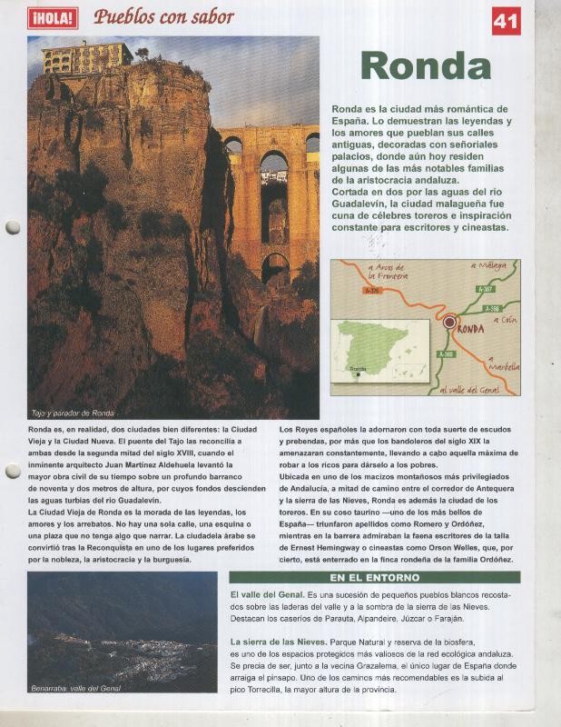 Guia HOLA de pueblos con sabor, ficha 41: Ronda