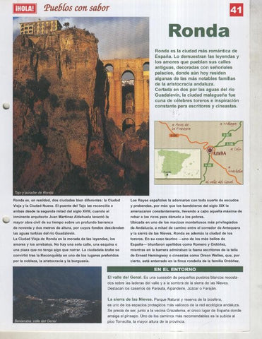 Guia HOLA de pueblos con sabor, ficha 41: Ronda