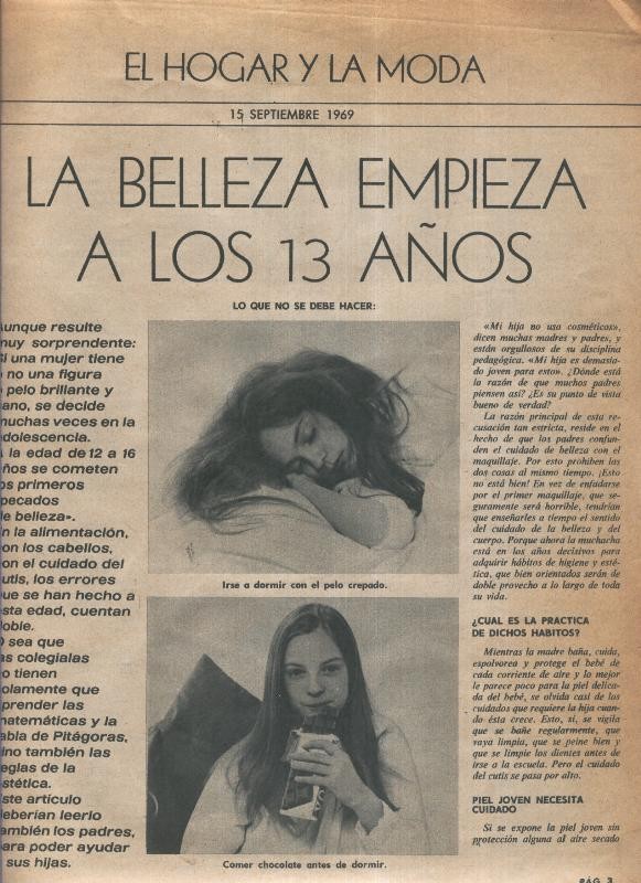 El Hogar y la Moda  numero 1618 (15.9.1969): La belleza a los 13 años