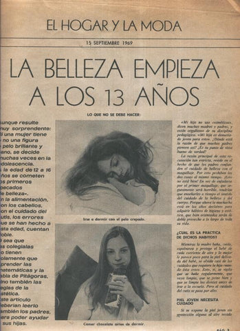El Hogar y la Moda  numero 1618 (15.9.1969): La belleza a los 13 años