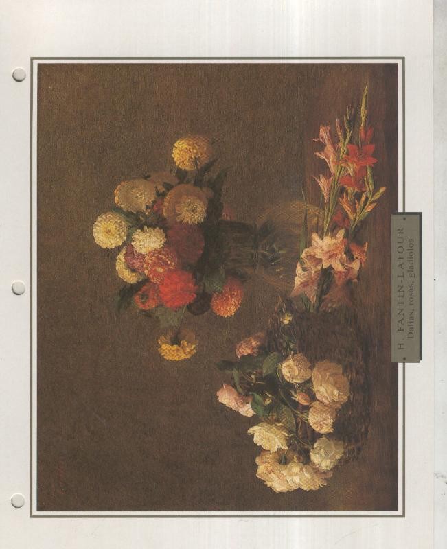 Lamina 34: Henri Fantin-Latour: Dalias, Rosas, Gladiolos