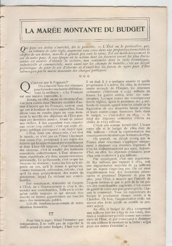 La maree montante du Budget