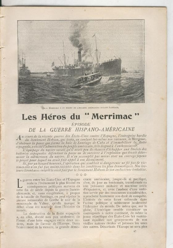 Les Heros du Merrimac, episode de la guerre Hispano-Americana
