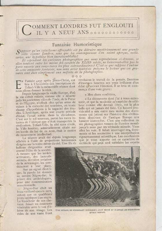 Comment Londres fut englouti il y a neuf ans, fantaisie humoristique